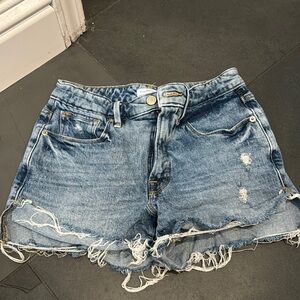 Good American Blue Distressed Jean Shorts